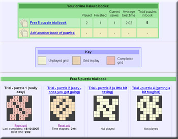 [Book view showing the current state of the puzzles you are playing]